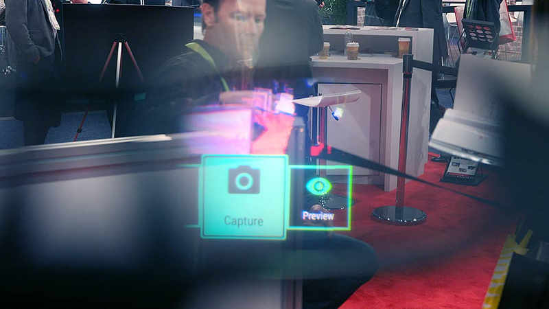 This is the best shot of what it looks like to wear the Vuzix Blade.